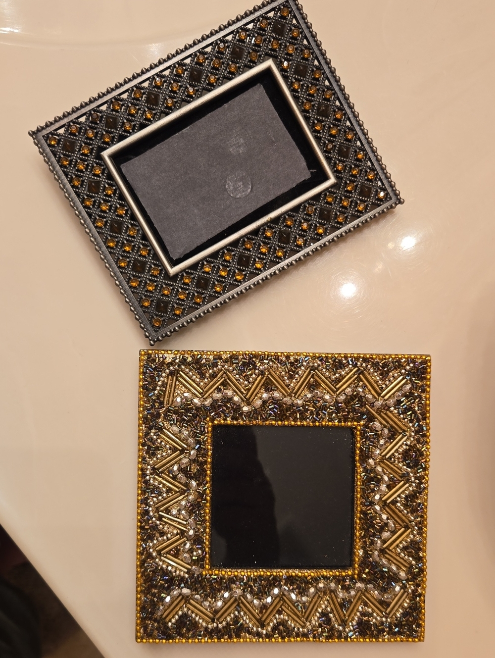 Embellished Gold and Black Decorative Photo Frames - Set of 2